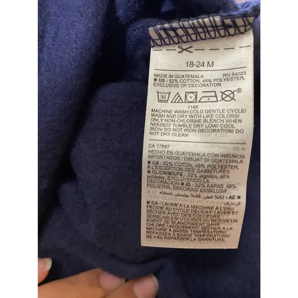 Old Navy Unisex The Child Hooded Sweatshirt Blue Fleece Size 18 - 24 Months NEW